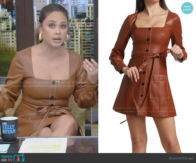 Staud Oz Faux Leather Belted Dress