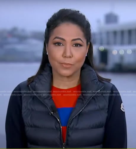 Stephanie’s navy padded jacket on Good Morning America