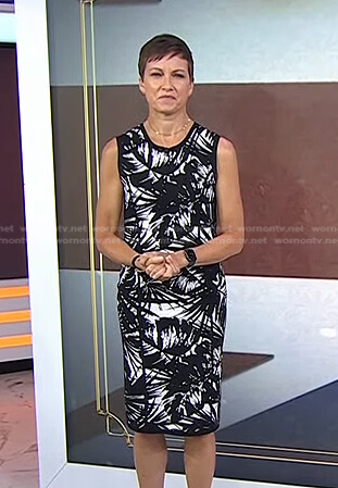 Stephanie’s black leaf print sleeveless dress on Today