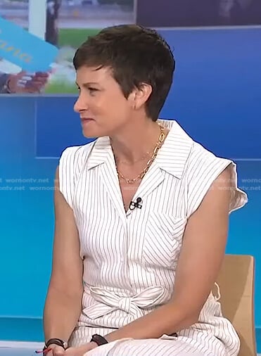 Stephanie’s white pinstripe shirtdress on Today