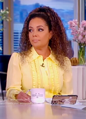 Sunny’s yellow ruffle shirtdress on The View