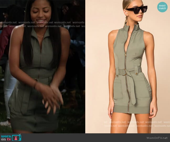 Superdown Sofia Belted Mini Dress worn by Thea (Camille Hyde) on All American Homecoming