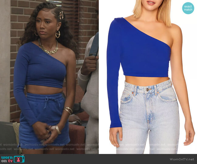 Susana Monaco One Shoulder Crop Top worn by Keisha (Netta Walker) on All American Homecoming