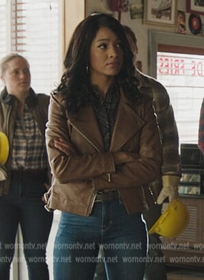Tabitha’s brown leather moto jacket on Riverdale