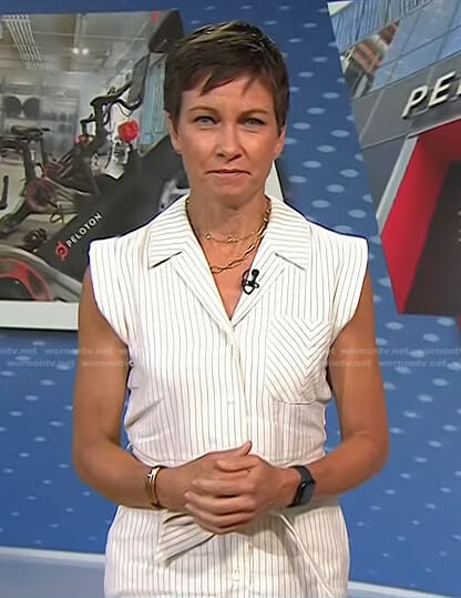 Stephanie’s white pinstripe shirtdress on Today
