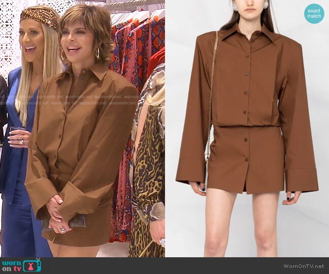The Attico Wide-Sleeve Cotton Shirt Dress worn by Lisa Rinna on The Real Housewives of Beverly Hills