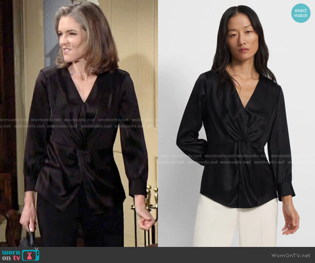 Theory Satin Twist Blouse worn by Diane Jenkins (Susan Walters) on The Young and the Restless