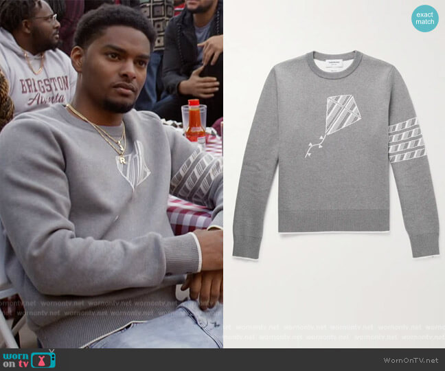 Thom Browne Cotton-Jacquard Sweater worn by JR (Sylvester Powell) on All American Homecoming