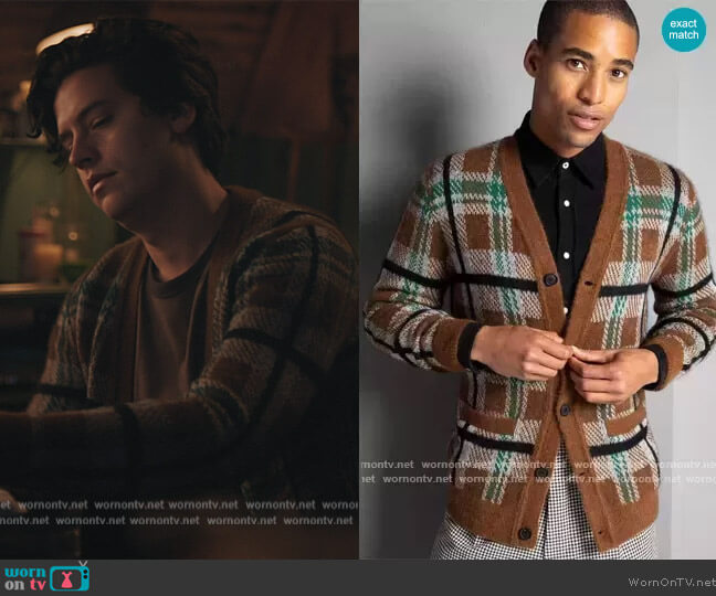 Todd Snyder Plaid Cardigan worn by Jughead Jones (Cole Sprouse) on Riverdale