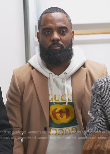 Todd Tucker’s white Gucci hoodie on The Real Housewives of Atlanta