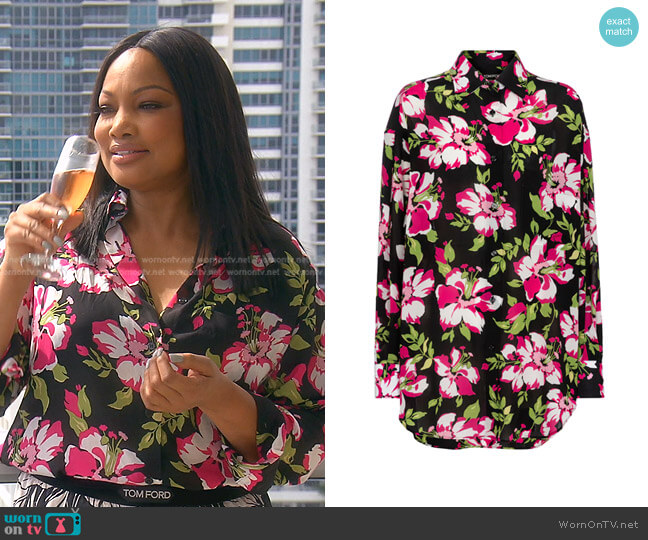 Tom Ford Floral Shirt worn by Garcelle Beauvais on The Real Housewives of Beverly Hills