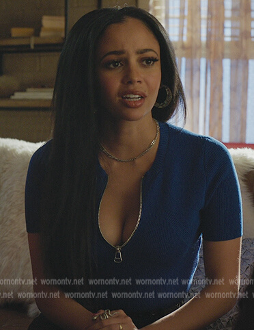 Tony’s blue half zip top on Riverdale