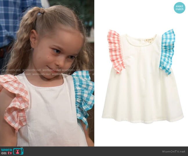 Tucker + Tate Ruffle Shoulder Top worn by Violet Finn (Jophielle Love) on General Hospital