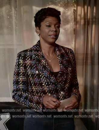 Celine’s tweed cropped jacket on All American Homecoming