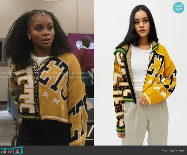 iets frans Sliced Zip-Up Hoodie Sweatshirt worn by Simone (Geffri Hightower) on All American Homecoming