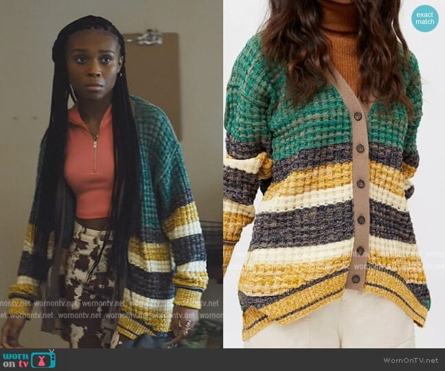 BDG Striped Kellan Cardigan worn by Naomi McDuffie (Kaci Walfall) on Naomi