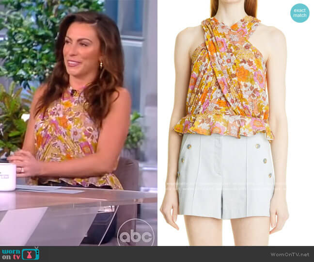 Veronica Beard Kailani Silk Halter Top worn by Alyssa Farah Griffin on The View