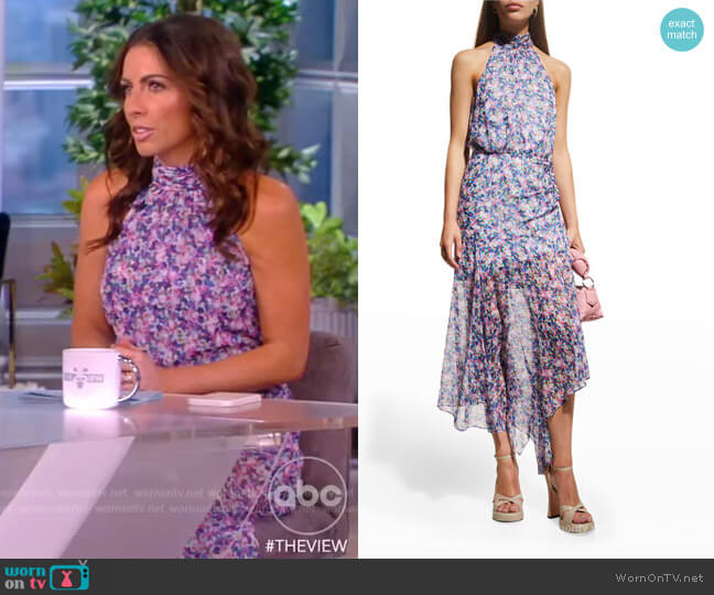 Veronica Beard Lei Abstract Printed High Neck Sheer A-Line Dress worn by Alyssa Farah Griffin on The View