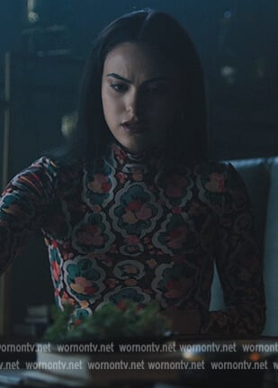 Veronica’s floral mesh turtleneck top on Riverdale