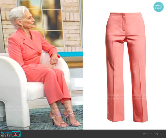 Versace Flared Wool Pants w/ Medusa Detail in Coral