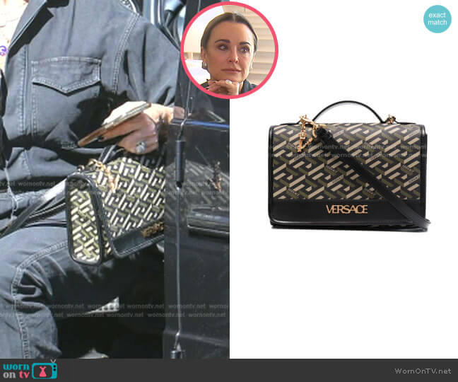 Versace La Greca Signature Shoulder Bag worn by Kyle Richards on The Real Housewives of Beverly Hills