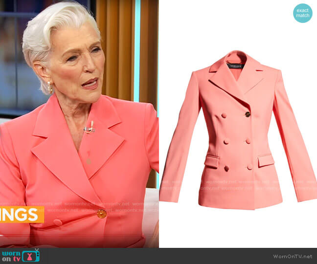 Versace Medusa Button Double-Breasted Blazer Jacket in Coral