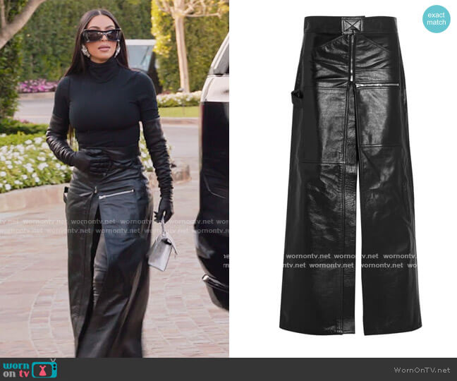 Vetements Glossed-Leather Maxi Skirt worn by Kim Kardashian (Kim Kardashian) on The Kardashians