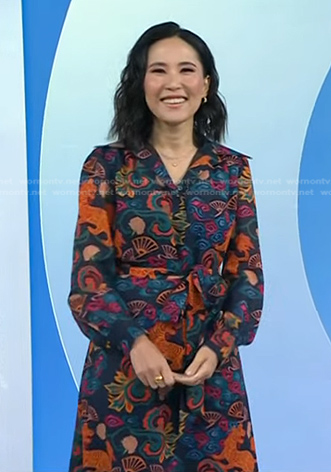 Vicky’s navy tiger print dress on Today