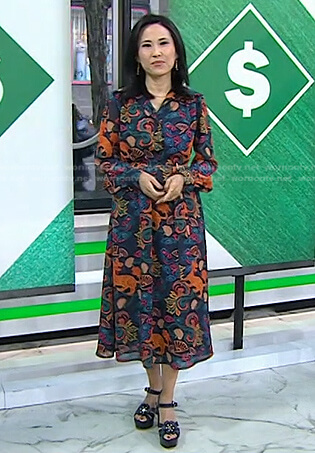 Vicky’s navy tiger print dress on Today