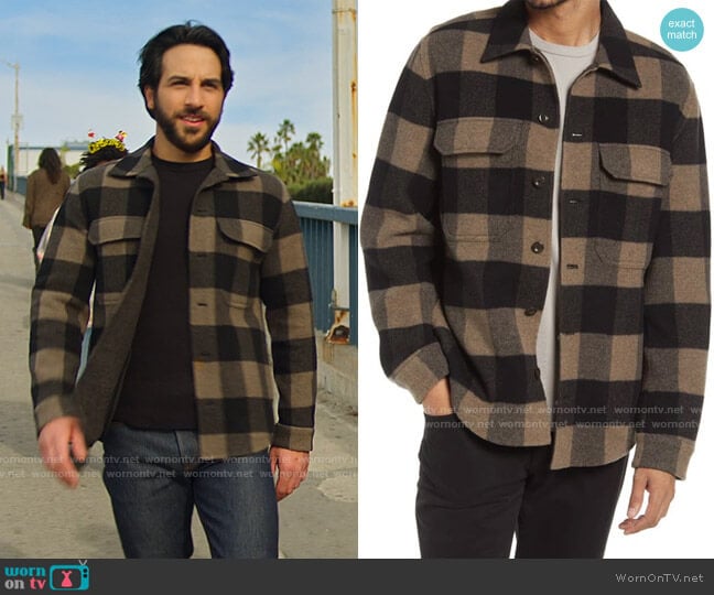 Vince Buffalo Check Virgin Wool Blend Overshirt worn by Max (Deniz Akdeniz) on The Flight Attendant