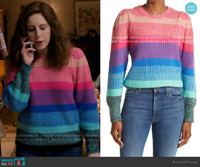 Vince Camuto Colorblock Stripe Cotton Blend Sweater worn by Joanna Gold (Vanessa Bayer) on I Love That For You