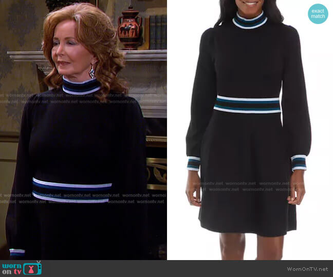 Vince Camuto Mock Neck Balloon Sleeve Fit and Flare Dress worn by Maggie Horton (Suzanne Rogers) on Days of our Lives