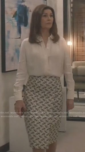Vivian’s printed wrap skirt on Good Sam