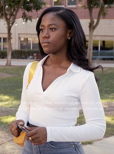 White polo long sleeve top on All American Homecoming