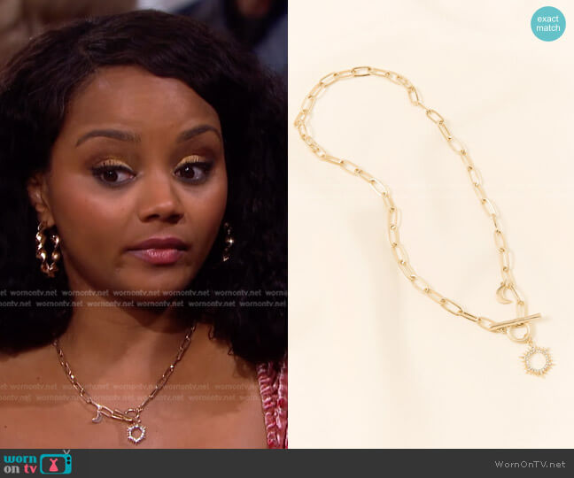 Wild Rina Sun and Moon Necklace worn by Chanel Dupree (Raven Bowens) on Days of our Lives