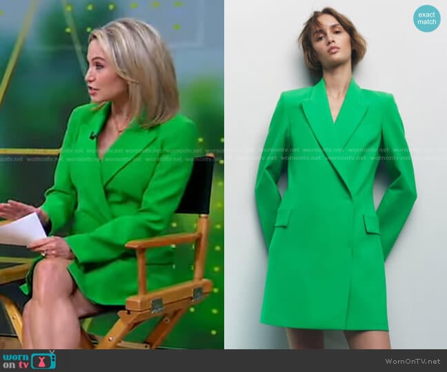 Zara Double Breasted Blazer Dress worn by Amy Robach on Good Morning America
