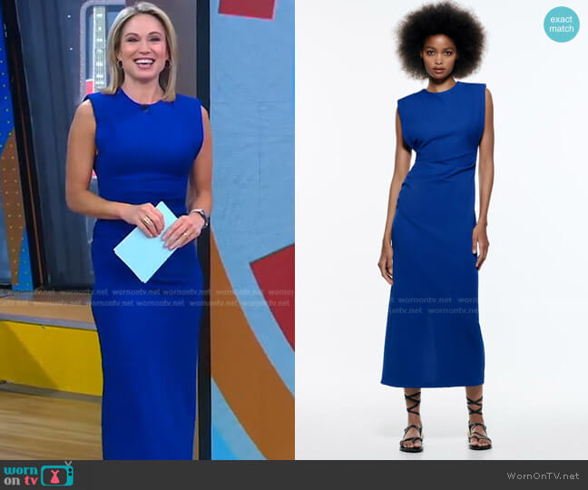 Zara Draped Midi Dress worn by Amy Robach on Good Morning America