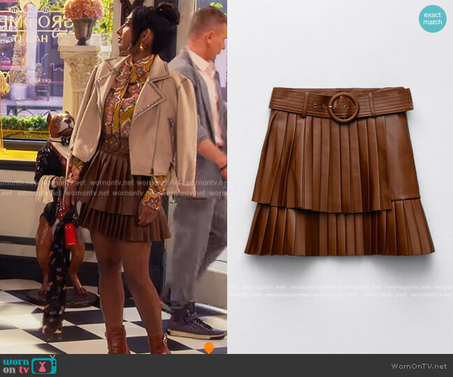 Zara Faux Leather Pleated Skirt
