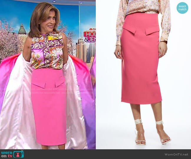 Zara Flap Detail Pencil Skirt worn by Hoda Kotb on Today
