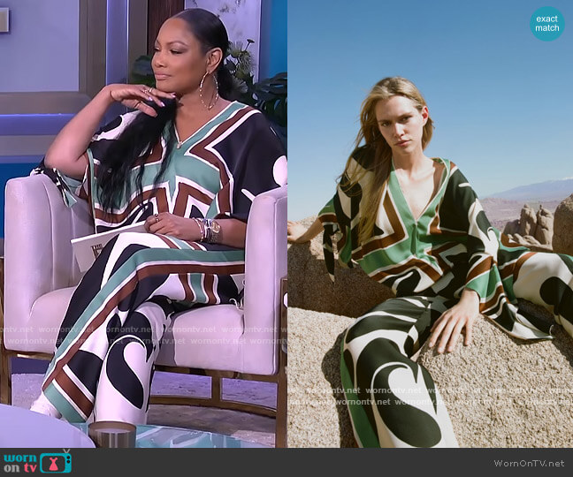 Zara Tied Printed Blouse worn by Garcelle Beauvais on The Real