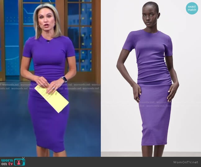 Zara Ruched Rib Dress worn by Amy Robach on Good Morning America