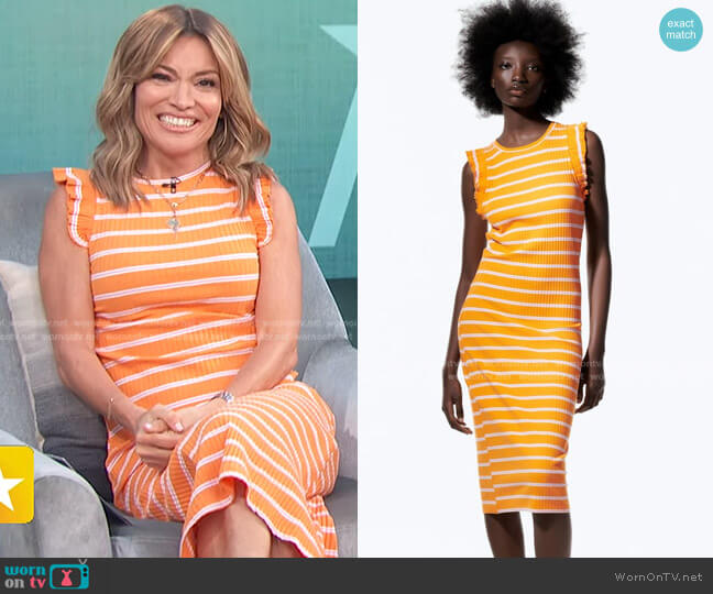 Zara Ruffled Rib Dress worn by Kit Hoover on Access Hollywood