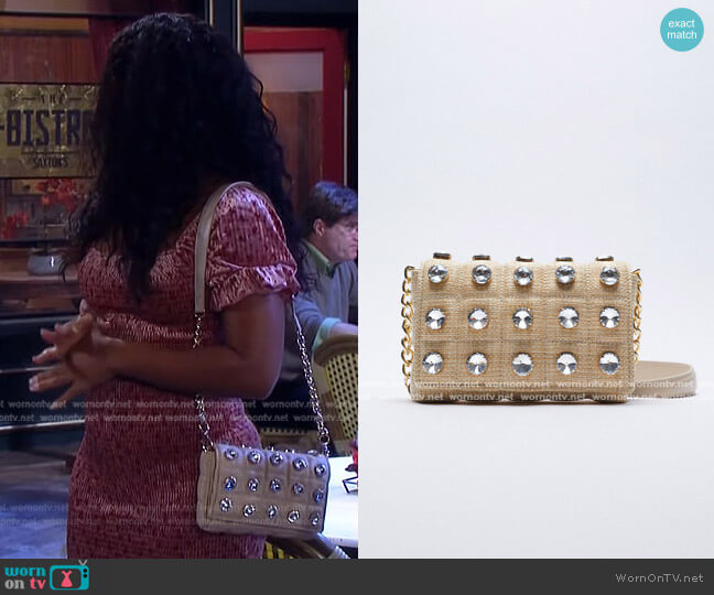 Zara Sparkly Quilted Crossbody Bag worn by Chanel Dupree (Raven Bowens) on Days of our Lives