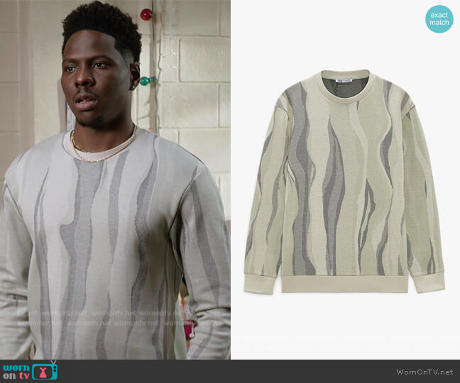 Zara Abstract Print Sweatshirt worn by Cam Watkin (Mitchell Edwards) on All American Homecoming