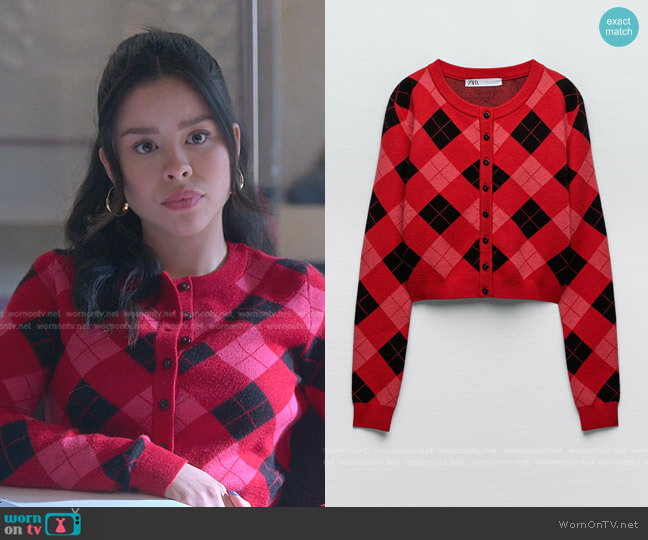 Zara Argyle Knit Cardigan worn by Mariana Foster (Cierra Ramirez) on Good Trouble