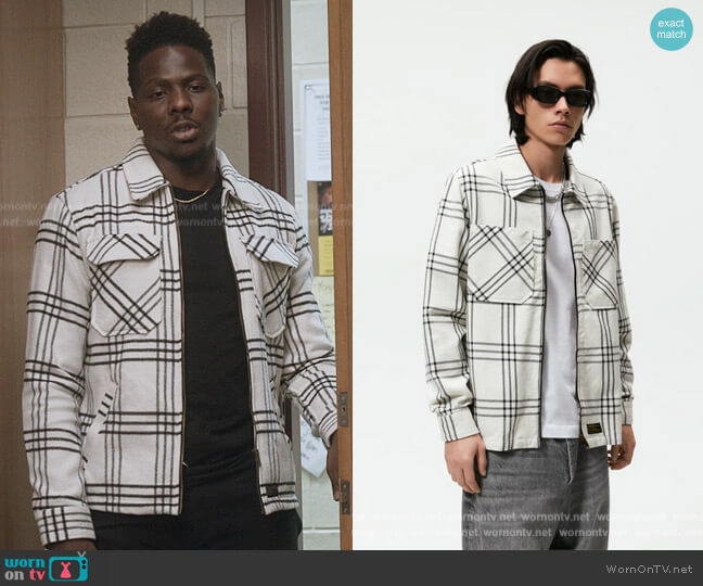 Zara Check Overshirt worn by Cam Watkin (Mitchell Edwards) on All American Homecoming