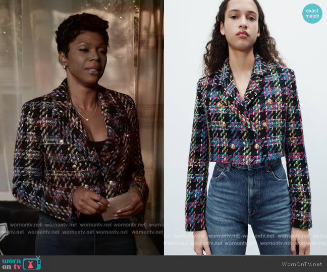 Zara Cropped Textured Blazer