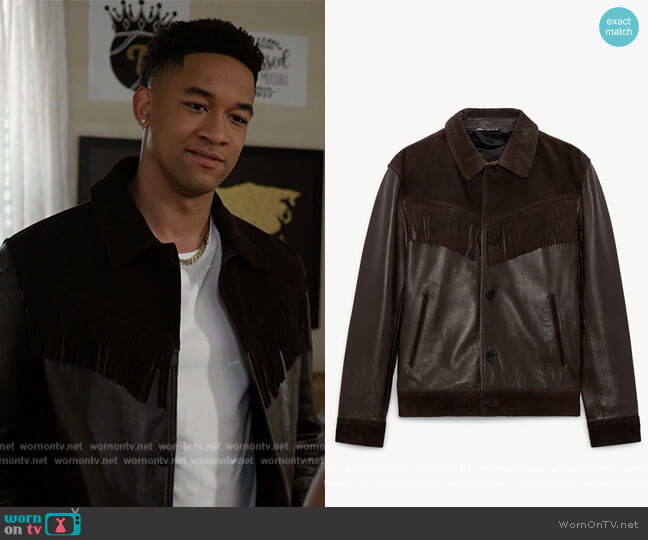 Zara Fringed Leather Jacket worn by Damon (Peyton Alex Smith) on All American Homecoming
