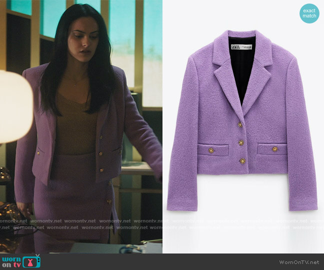 Zara Cropped Blazer worn by Veronica Lodge (Camila Mendes) on Riverdale