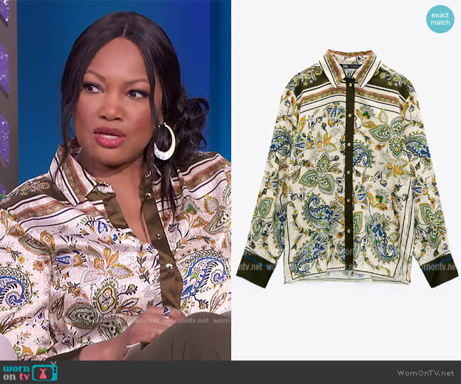 Zara Paisley Print Blouse worn by Garcelle Beauvais on The Real